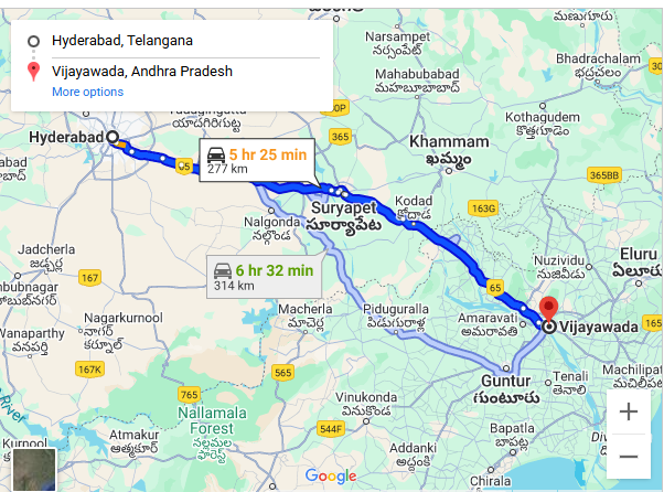 Hyderabad to Vijayawada Cab Services by Jyothi Cabs