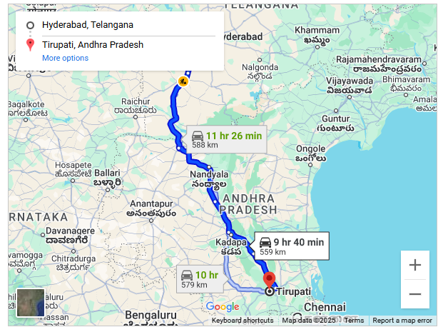 hyderabad to tirupati cab